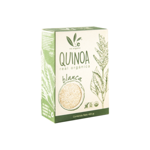 Envase de Quinoa Real en Grano Blanca, un superalimento rico en proteínas y nutrientes esenciales.