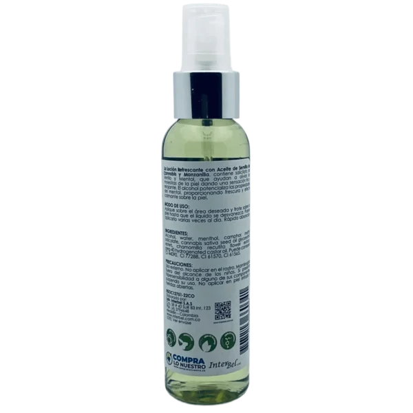 Loción Refrescante con Aceites de Semilla de Cannabis + Manzanilla_back2_saludsabor.com